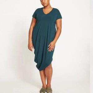 Universal Standard Geneva Pima Cotton Midi Shirt Dress Dark Teal Small (14-16)